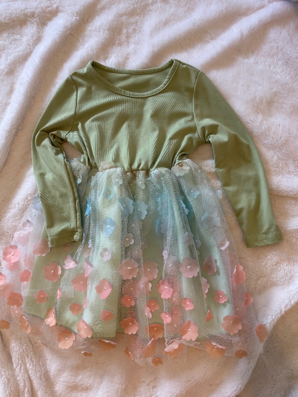 Girls Tulle Dress with multicolored flowers - size 3T